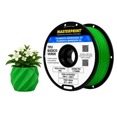 Filamento MasterPrint TPU Verde 1 kg para Impressora 3D — filamento para impressora 3D
