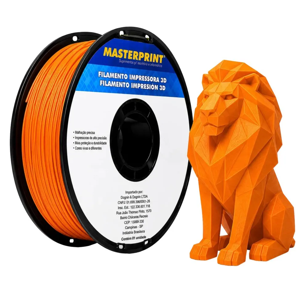 Filamento MasterPrint PLA Fosco Laranja Nascer Do Sol 1 kg para Impressora 3D