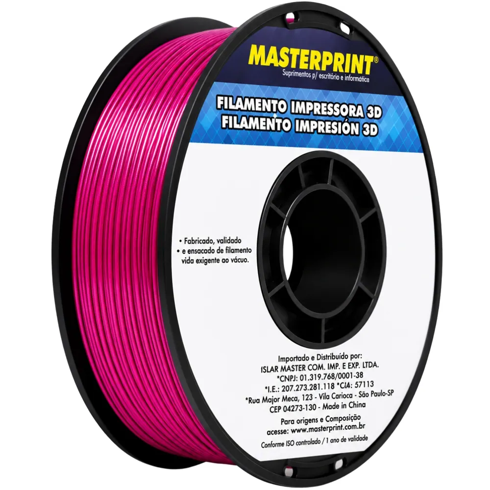 Filamento MasterPrint PLA Silk Vermelho Púrpura 1 kg para Impressora 3D 2