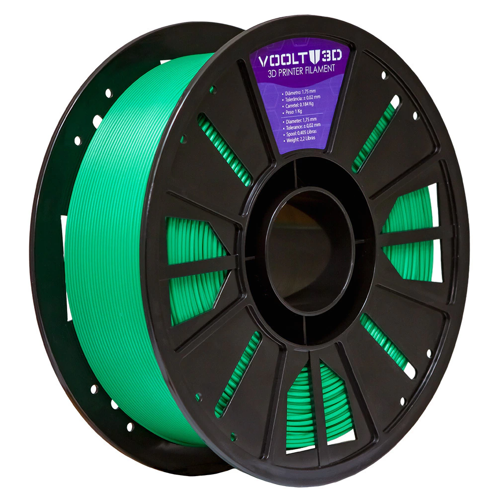 Filamento Voolt3D PLA Basic Verde Turquesa 1,75mm 1kg  para Impressora 3D 4