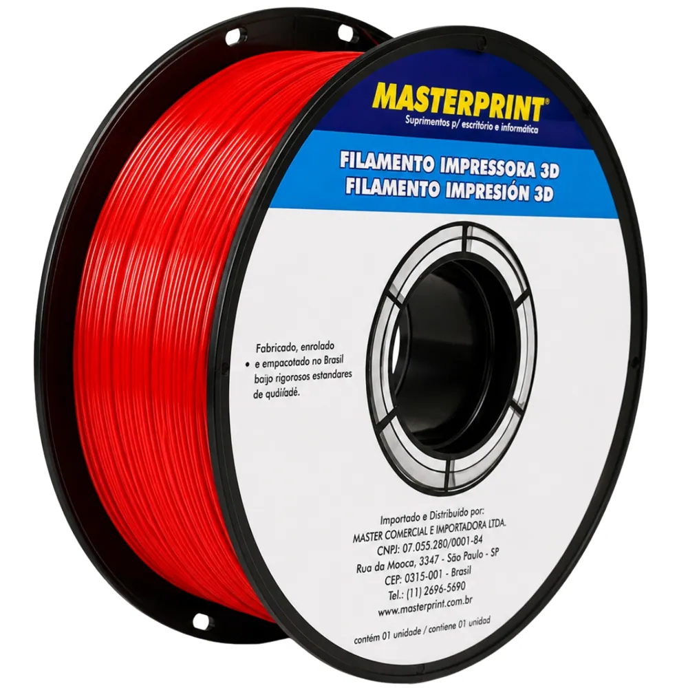 Filamento MasterPrint PLA Silk Vermelho 1 kg para Impressora 3D 2
