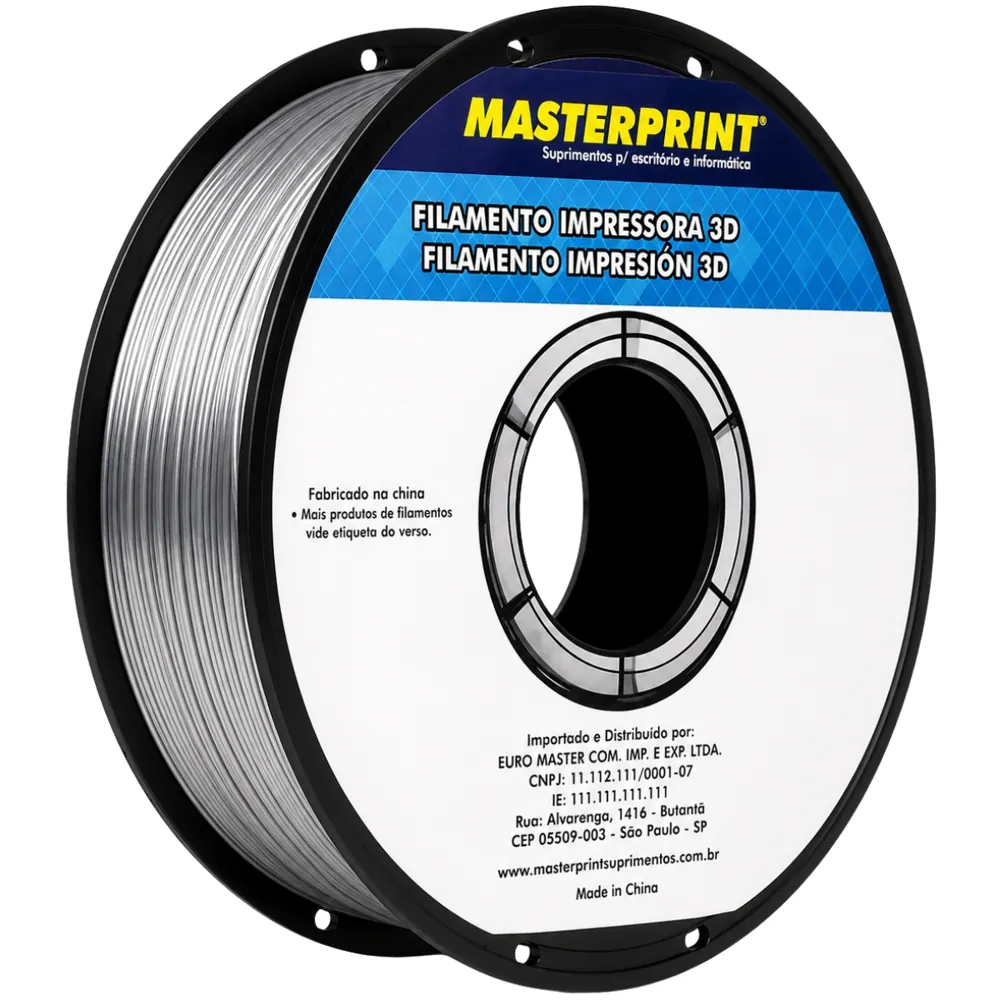 Filamento MasterPrint PLA Silk Prata 1 kg para Impressora 3D 2