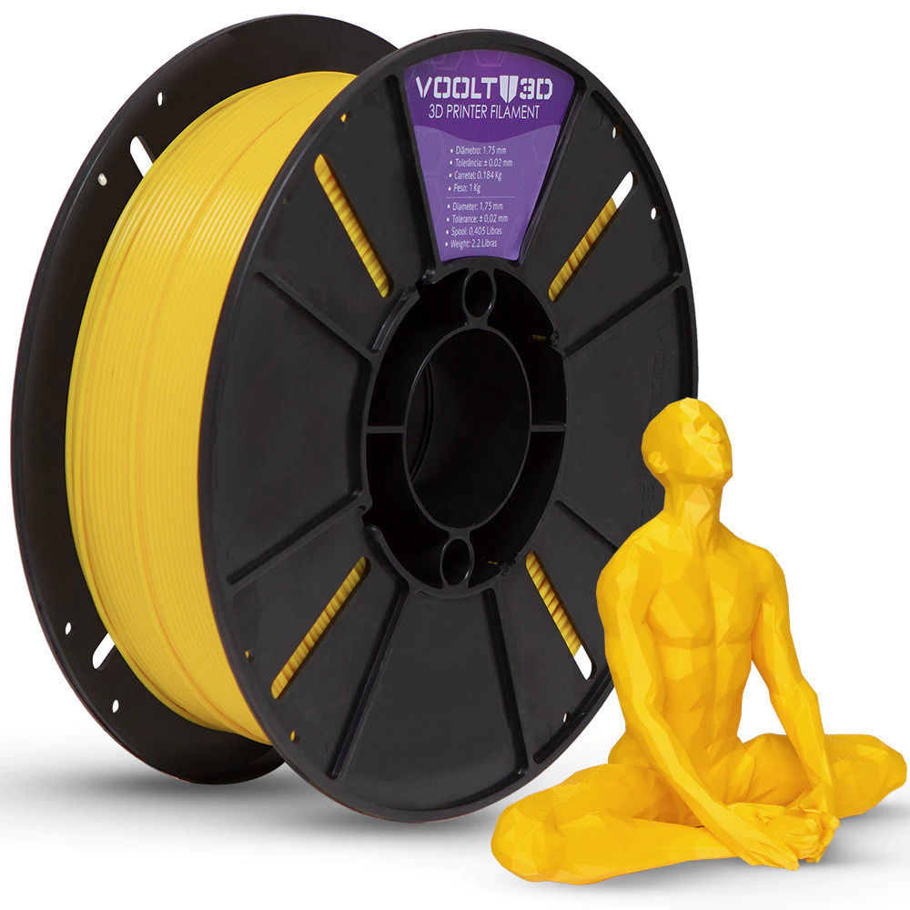 Voolt3D KIT Filamento PLA Velvet Amarelo + Verde + Vermelho para Impressora 3D 2