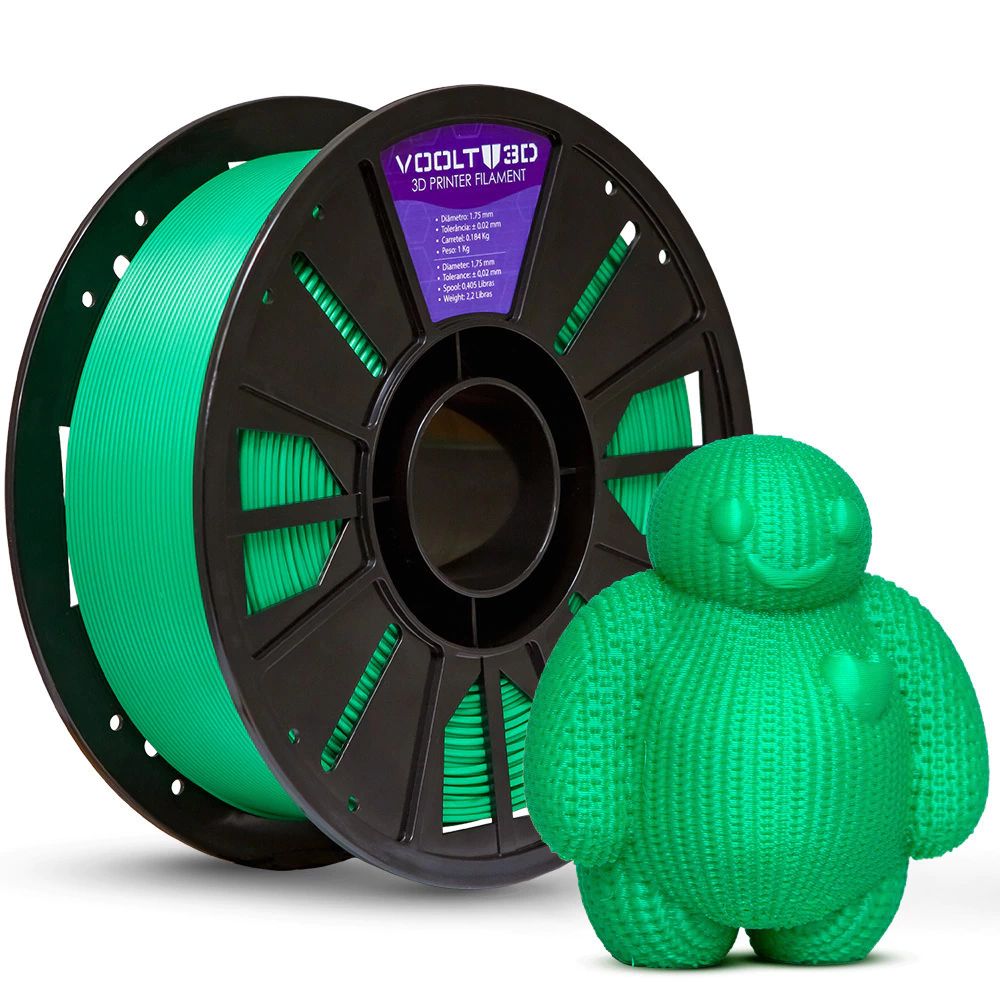 Filamento Voolt3D PLA Basic Verde Turquesa 1,75mm 1kg para Impressora 3D