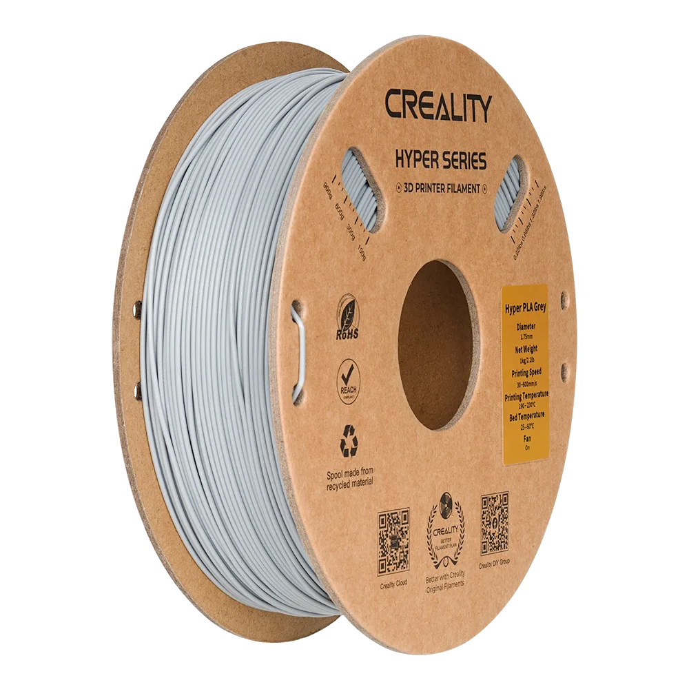 Filamento Hyper Series PLA Creality 1.75mm 1kg - Cinza para Impressora 3D