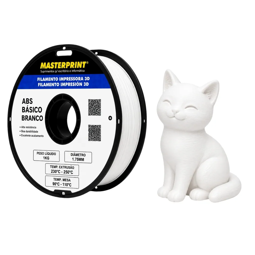 Filamento MasterPrint ABS Branco 1 kg para Impressora 3D