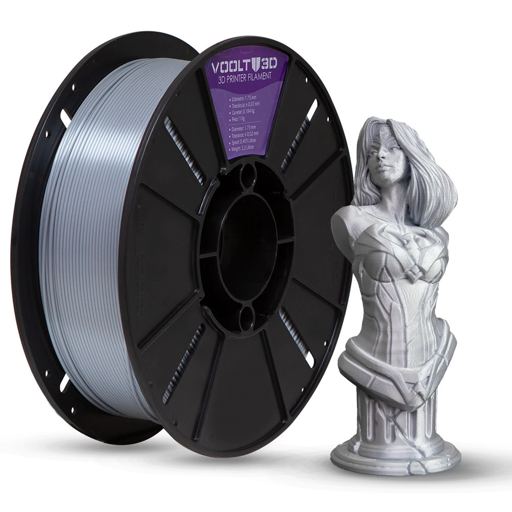 Voolt3D KIT Filamento PLA V-Silk Alumínio + Bronze + Dourado para Impressora 3D 2