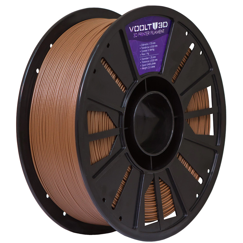 Voolt3D PLA Tabaco Wood - com particulas de Madeira 1kg para Impressora 3D 4