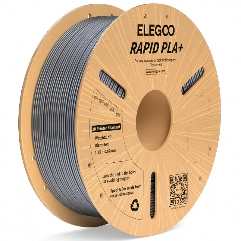 Filamento Elegoo Rapid PLA+ Prateado Elegoo 1 kg para Impressora 3D