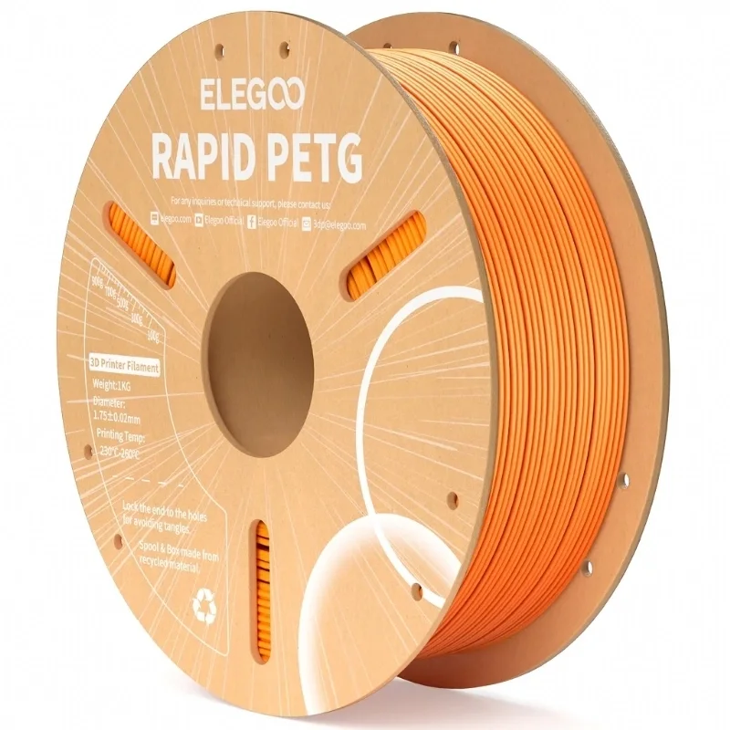Filamento Elegoo Rapid PETG Laranja Elegoo 1,75 mm 1 kg para Impressora 3D