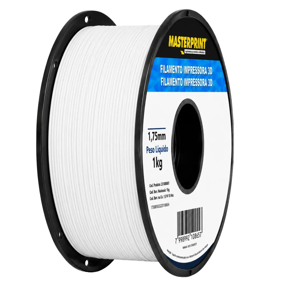 Filamento MasterPrint PLA Fosco Branco 1 kg para Impressora 3D 2