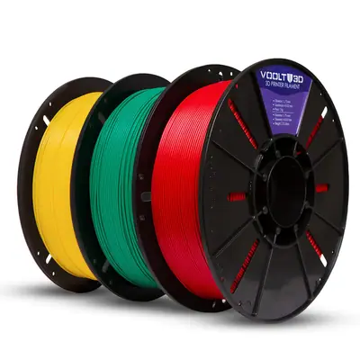 Voolt3D KIT Filamento PLA Velvet Amarelo + Verde + Vermelho para Impressora 3D — filamento para impressora 3D