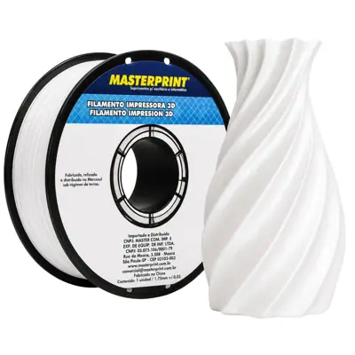 Filamento MasterPrint PLA Silk Branco 1 kg para Impressora 3D 1