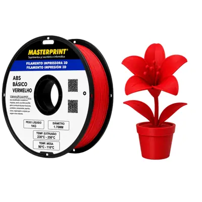 Filamento MasterPrint ABS Vermelho 1 kg para Impressora 3D — filamento para impressora 3D