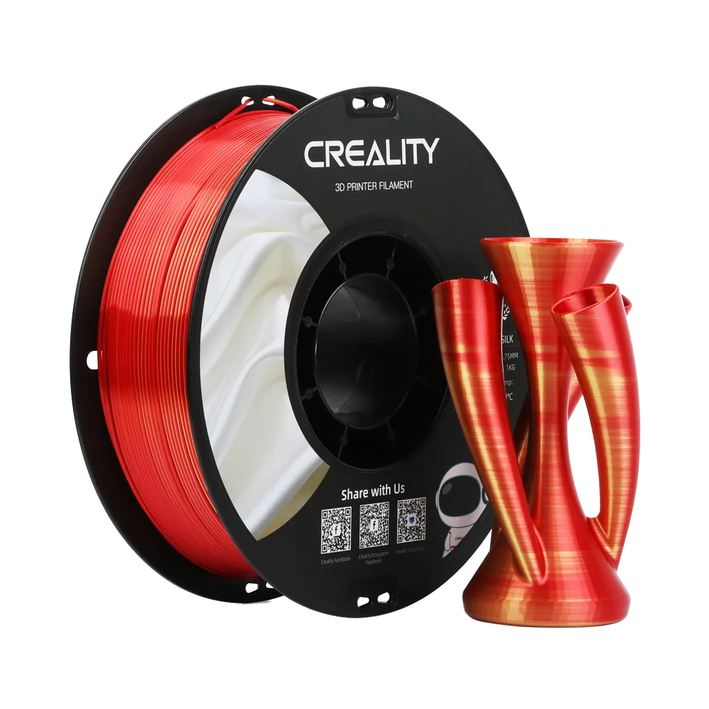 Filamento PLA CR-Silk Creality 1.75mm 1kg - Dourado e Vermelho para Impressora 3D