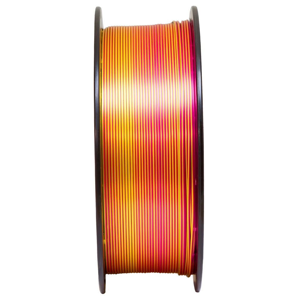 Filamento Voolt3D PLA Tri Color Dourado / Rosa Choque / Verde V-Silk High Speed Premium - 1Kg para Impressora 3D 3
