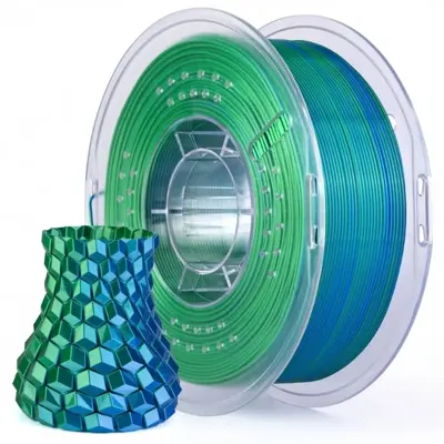Filamento PLA Silk Dual Color Blue Green - Azul e Verde Elegoo 1,75 mm 1 kg para Impressora 3D — filamento para impressora 3D