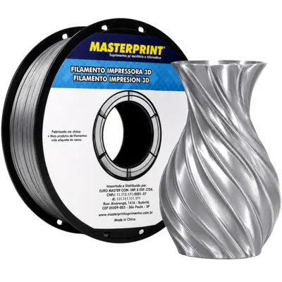 Filamento MasterPrint PLA Silk Prata 1 kg para Impressora 3D 1