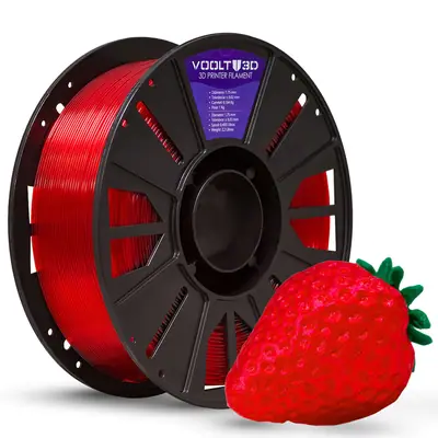 Filamento Voolt3D PETG HF Vermelho Translúcido High Fluidity Premium - 1Kg para Impressora 3D 1
