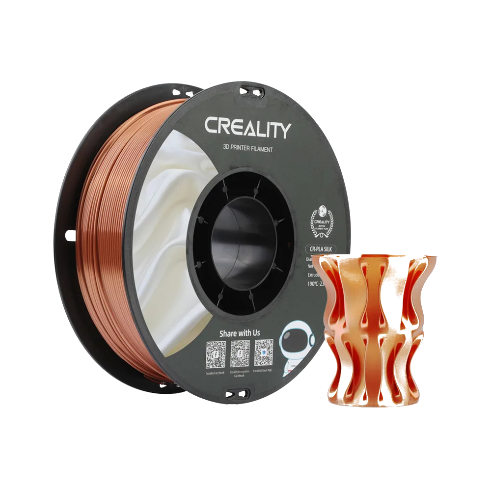 Filamento PLA CR-Silk Creality 1.75mm 1kg - Cobre Avermelhado para Impressora 3D
