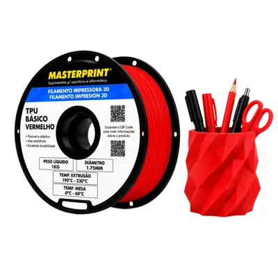 Filamento MasterPrint TPU Vermelho 1 kg para Impressora 3D — filamento para impressora 3D